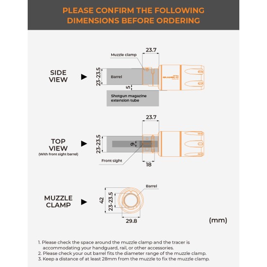 Acetech Quark C Shotgun Muzzle Flash Tracer Unit for TM M870 / Saiga-12K