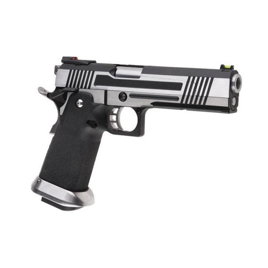 AW Custom HX1001 "Split" High Speed Hi-Capa 5.1 Gas Blowback Pistol - Silver Two Tone