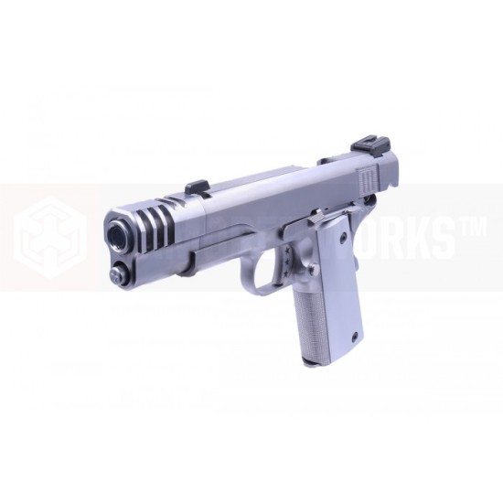 AW NE3101 Full Metal 1911 Gas Blowback Pistol with Compensator - Silver