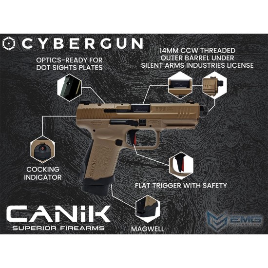 Cybergun x AW Salient Arms CANiK TP9 Elite Combat Gas Blowback Pistol - FDE