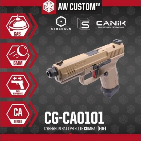 Cybergun x AW Salient Arms CANiK TP9 Elite Combat Gas Blowback Pistol - FDE