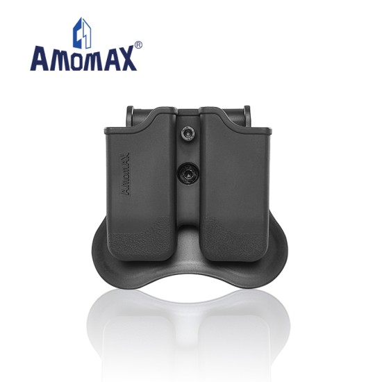 AMOMAX TACTICAL DOUBLE MAGAZINE POUCH FOR DOUBLE STACK 9MM - Black