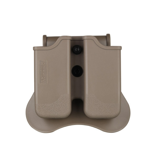 AMOMAX TACTICAL DOUBLE MAGAZINE POUCH FOR DOUBLE STACK 9MM - FDE