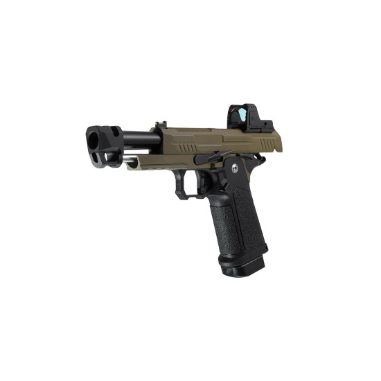 Arcturus Vanguard 4.3" OR Hi-Capa GBB Pistol with Compensator & ARS-1 Optic - Two Tone