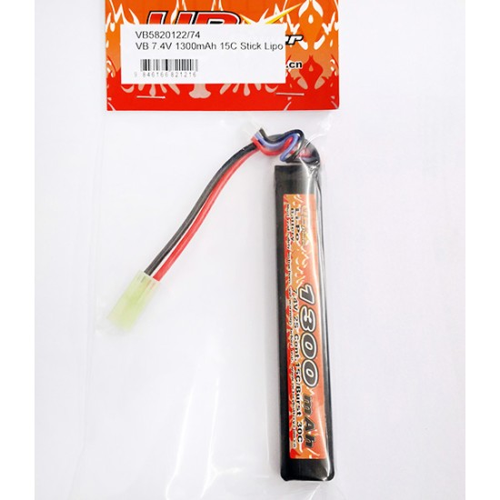 VB Power Li-Po 7.4V 1300mAh 15C Battery - Stick