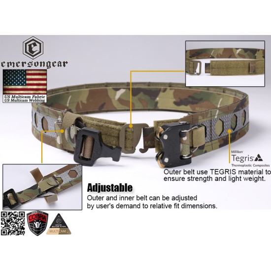 EmersonGear FC-Style "Bison" Combat Belt with COBRA Buckle - Coyote Brown, Large