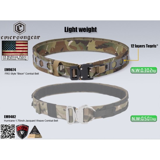 EmersonGear FC-Style "Bison" Combat Belt with COBRA Buckle - Coyote Brown, Large