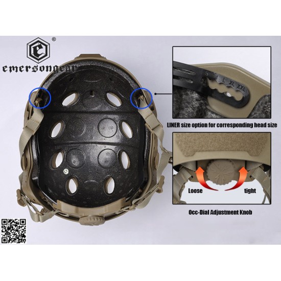 EmersonGear Fast SF Super High Cut Tactical BUMP Helmet - Ranger Green, S-M