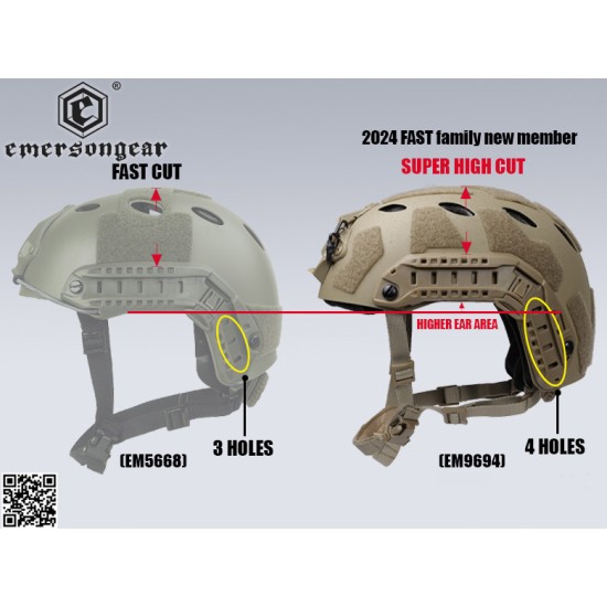EmersonGear Fast SF Super High Cut Tactical BUMP Helmet - Ranger Green, S-M