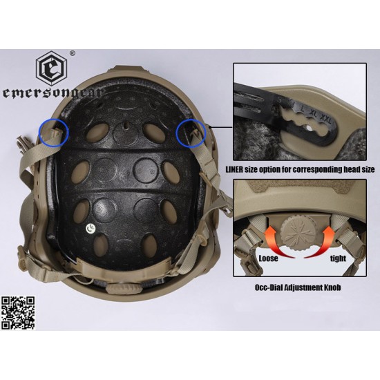 EmersonGear Fast SF Super High Cut Tactical Ballistic-Style Helmet - Black, S-M