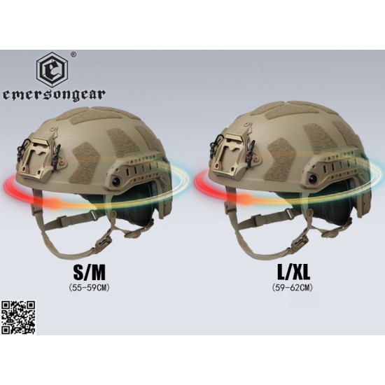 EmersonGear Fast SF Super High Cut Tactical Ballistic-Style Helmet - Black, S-M