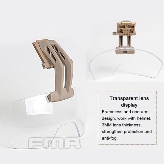 FMA Batlskin Viper Fixed ARM Helmet Visor with Clear Lens for Caiman Helmets - FG