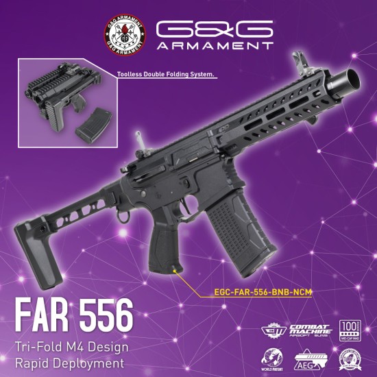 G&G FAR-556 Dual Folding Compact AR M4 AEG Rifle - Black