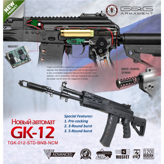 G&G AK-12 / GK-12 ETU & GEN4 MOSFET STEEL AEG RIFLE