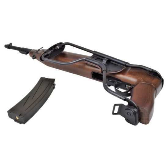 King Arms M1A1 Paratrooper Carbine CO2 Gas Blowback Rifle - Real Wood