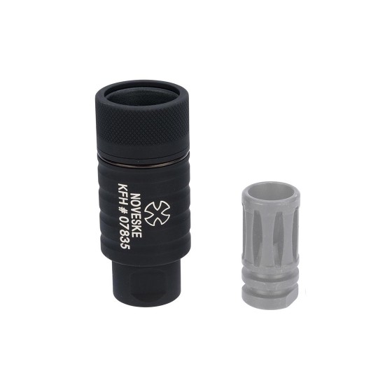 Madbull x Noveske KFH Airsoft "Flaming Pig" Amplifier Muzzle - 14mm CCW, Black