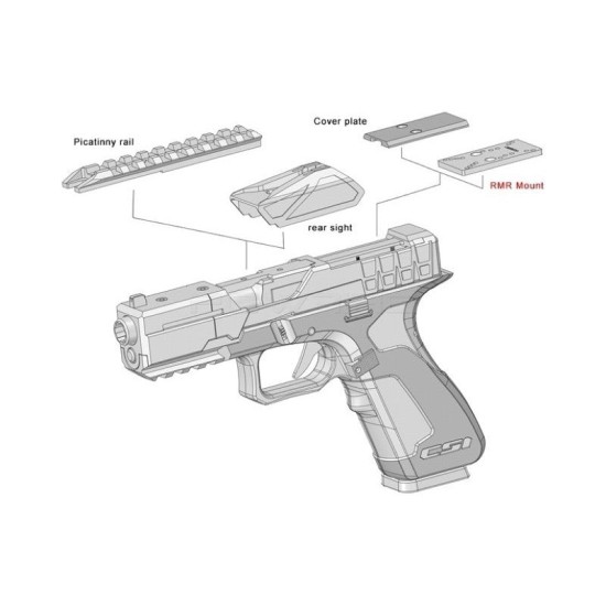 Poseidon x CSI XG-8 Split-Slide Gas Blowback Pistol - Black