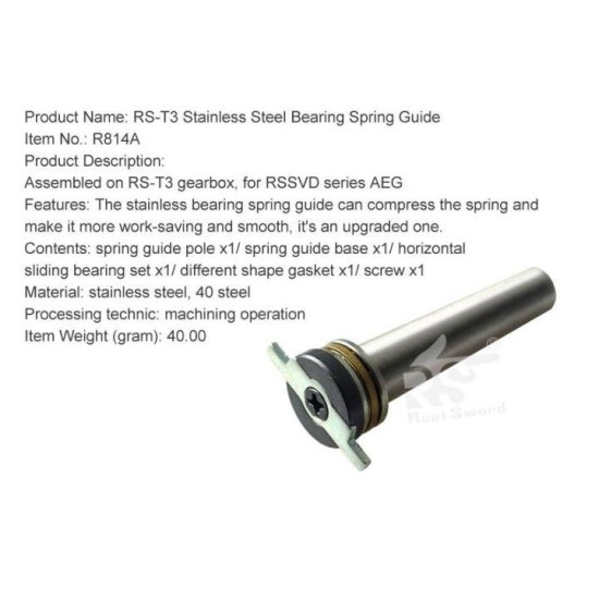 REAL SWORD STAINLESS BEARING SPRING GUIDE - FOR RS T3 GEARBOX