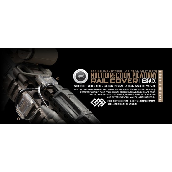 Strike Industries Multidirectional 1913 Picatinny Rail Cover with Cable Management (6-pack)