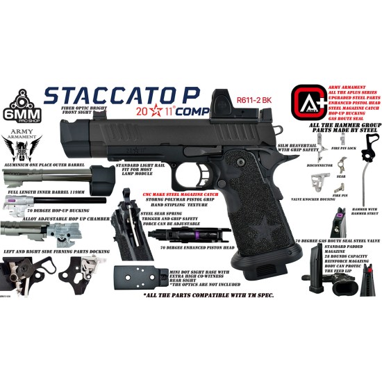T8 SP x EMG Staccato P with Comp Gas Blowback Pistol (Army+)