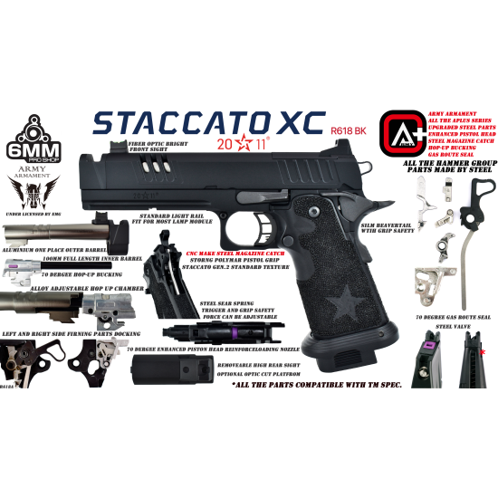 T8 SP x EMG Staccato XC Compensated Optics Ready Gas Blowback Pistol (Army+)