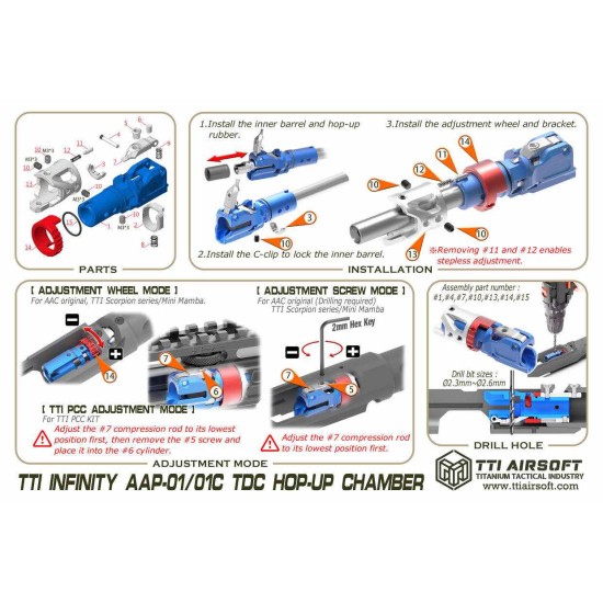 TTI Airsoft CNC Aluminium TDC Hop Chamber for AAP01 Series - Red