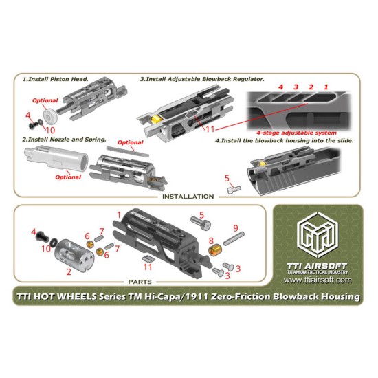 TTI Airsoft CNC Stainless Steel Sear Set for Tokyo Marui Hi-Capa / 1911 - Black