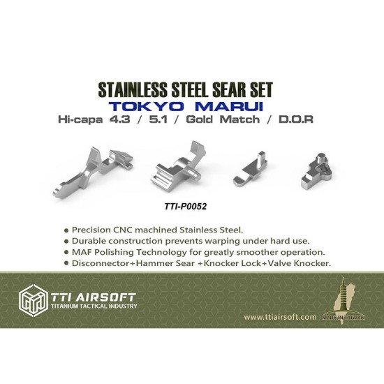 TTI Airsoft CNC Stainless Steel Sear Set for Tokyo Marui Hi-Capa