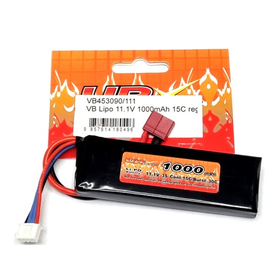 VB POWER LI-PO 11.1V 1000MAH 15C BATTERY - Rectangular