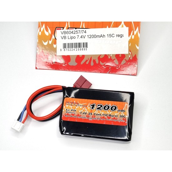 VB POWER LI-PO 7.4V 1200MAH 15C BATTERY - REGULAR