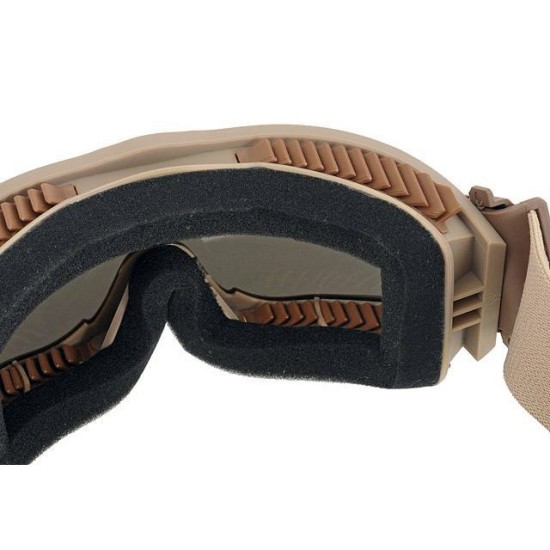 TR Style Large Ventilated Tactical Goggles with 3 Lenses - Tan