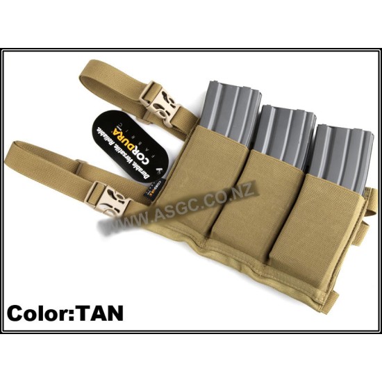 CM SIX PACK MAGAZINE POUCH / BANDOLIER - COYOTE TAN