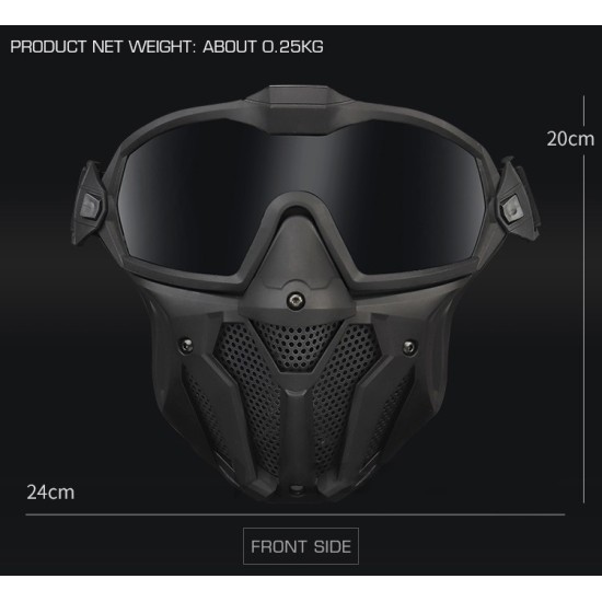 WST TACTICAL ANTI-FOG GOGGLE MASK with 2 Lenses and Built-in FAN - DE