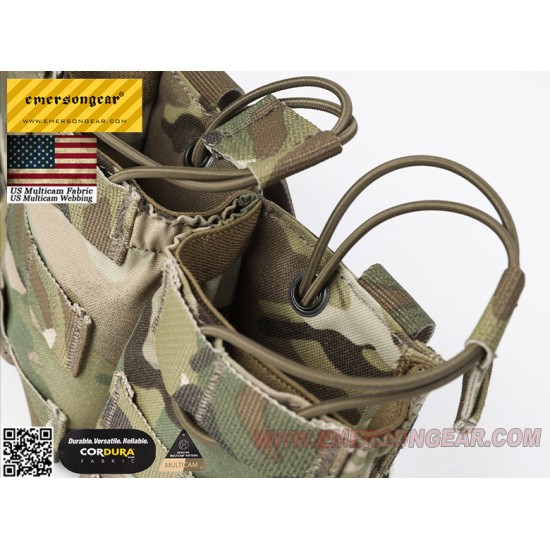 EmersonGear Triple AK Open-Top Magazine Pouches with Bungee Retention - US Multicam